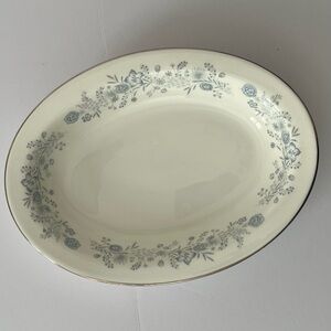 Wedgwood Belle Fleur Oval Vegetable Bowl Blue Flowers Platinum Rim Bone China
